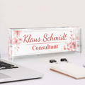 Floral Name Plate Acrylic For Desk, Custom Floral Desk Name Plate, Acrylic Floral Desk Name Plate TD81-62 - 19Gifts