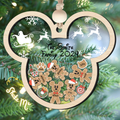 Gingerbread Mickey Mouse Family Ornament, Personalized Family Ornaments With Pets, 3 Layer Wooden Ornament CF74 - 19Gifts