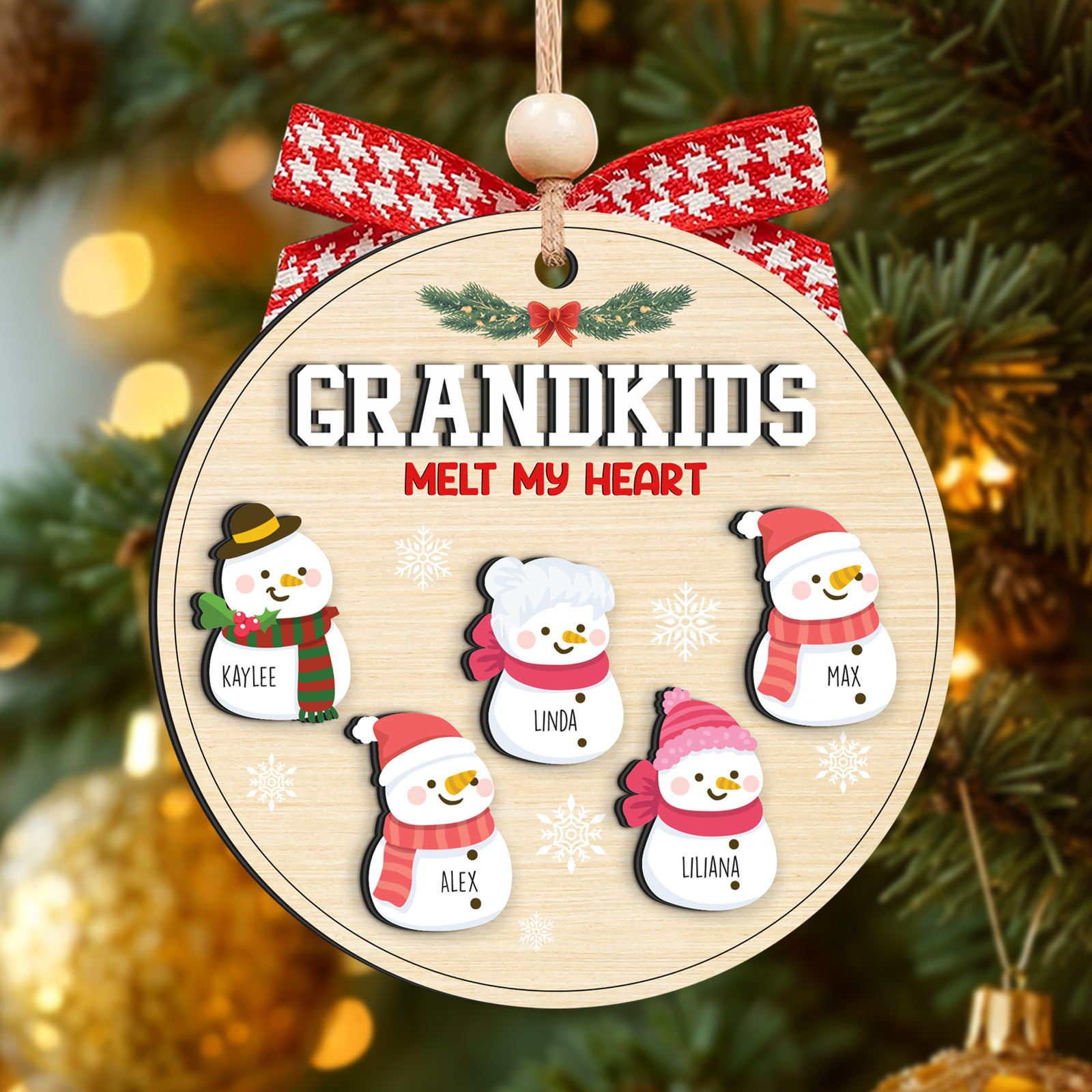 Grandparents Gift, Two Layer Wooden Snowman Christmas Ornament, Family Gift, CF652 - 19Gifts