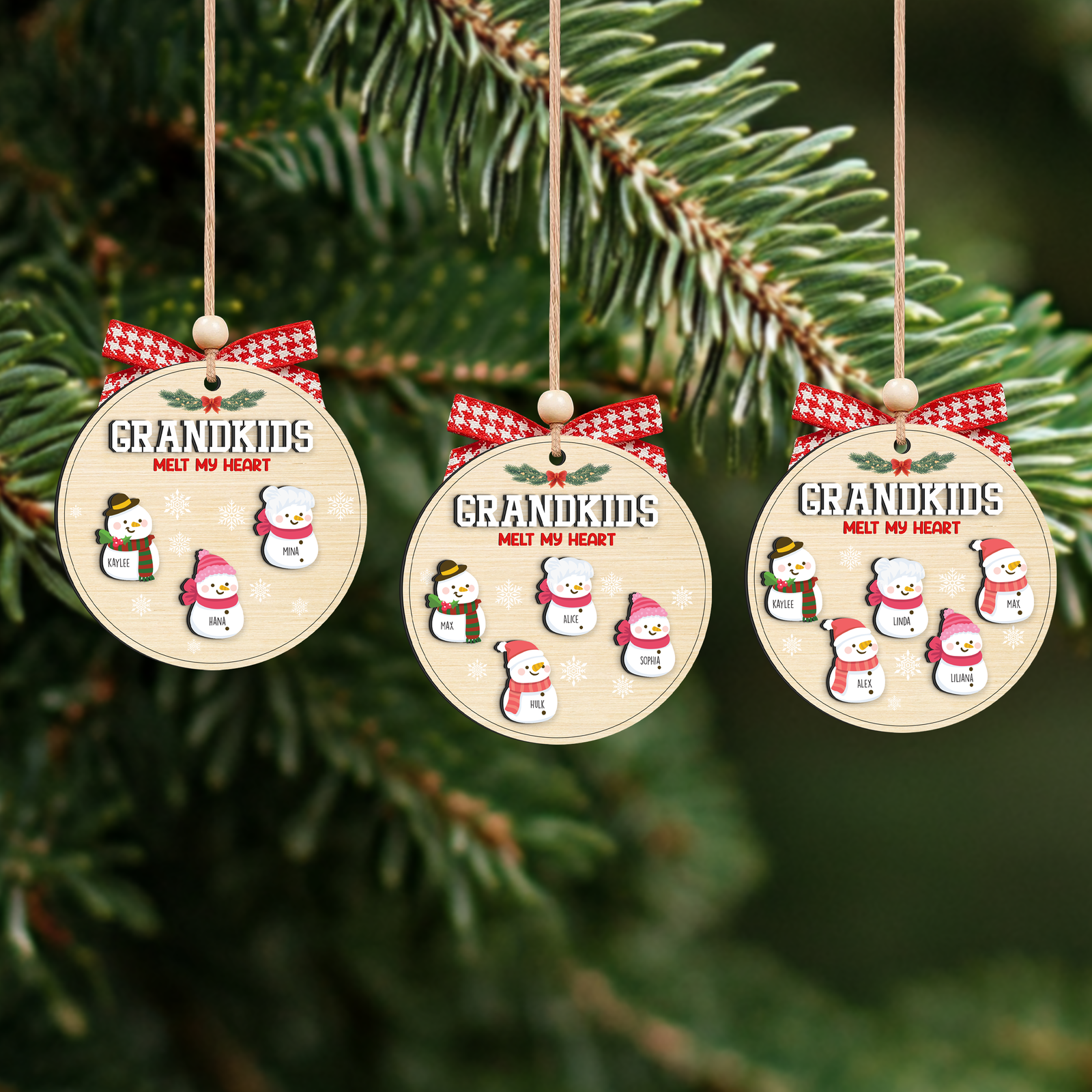 Grandparents Gift, Two Layer Wooden Snowman Christmas Ornament, Family Gift, CF652 - 19Gifts