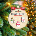 Grandparents Gift, Two Layer Wooden Snowman Christmas Ornament, Family Gift, CF652 - 19Gifts