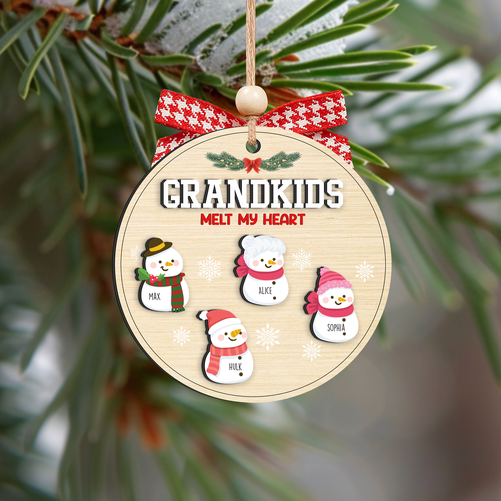 Grandparents Gift, Two Layer Wooden Snowman Christmas Ornament, Family Gift, CF652 - 19Gifts