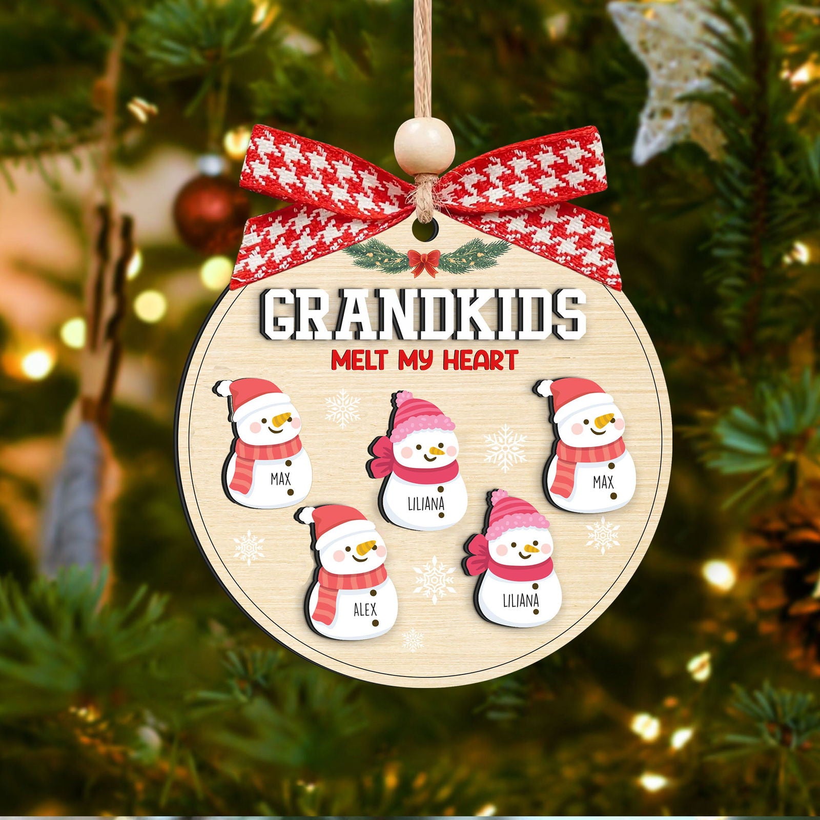 Grandparents Gift, Two Layer Wooden Snowman Christmas Ornament, Family Gift, CF652 - 19Gifts