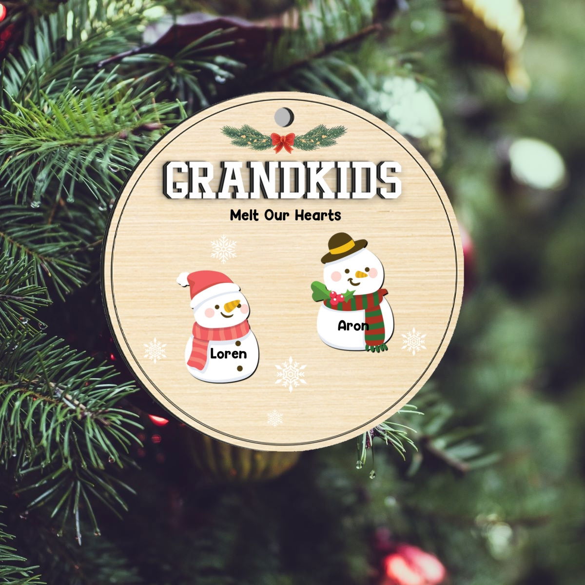 Grandparents Gift, Two Layer Wooden Snowman Christmas Ornament, Family Gift, CF652 - 19Gifts
