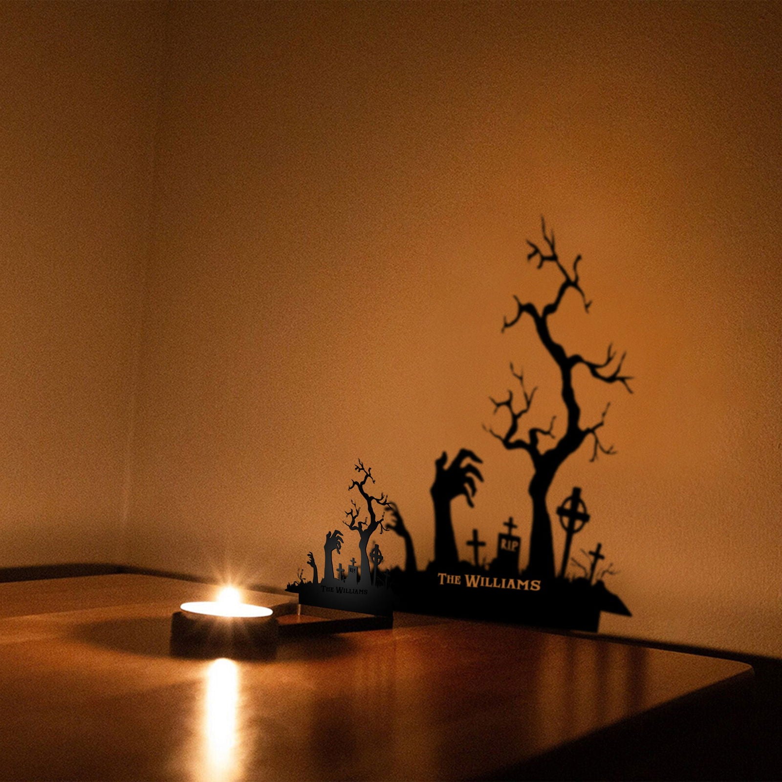 Halloween Candle Holder – Spooky Tealight Shadow Caster for Haunting Decor TV01 - 19Gifts