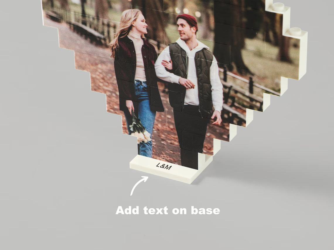 Heart-Shape Custom Photo Building Block with Stand | Personalized Brick Puzzle | Valentine Gift For Couples - 19Gifts
