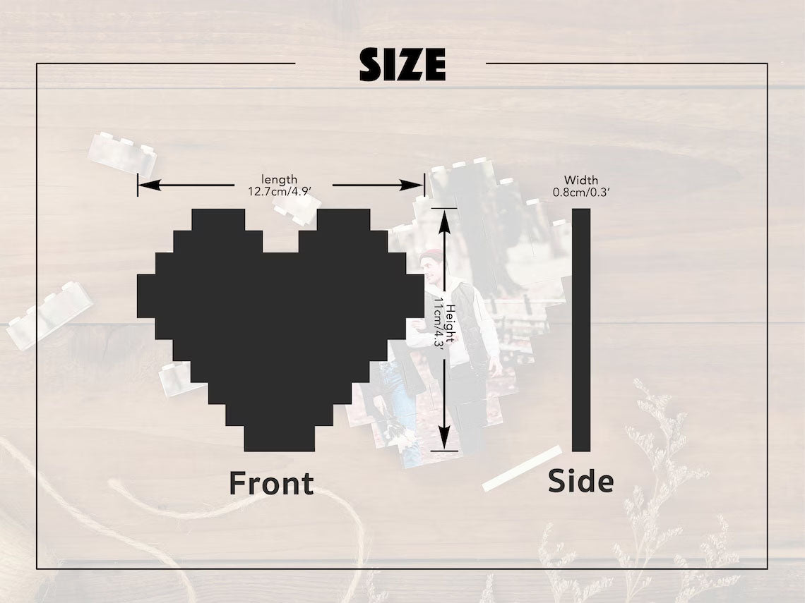 Heart-Shape Custom Photo Building Block with Stand | Personalized Brick Puzzle | Valentine Gift For Couples - 19Gifts