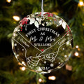 Holding Hands First Christmas Couple Gift, Personalized Circle Glass Ornament GX08 - 19Gifts