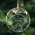 Holding Hands First Christmas Couple Gift, Personalized Circle Glass Ornament GX08 - 19Gifts