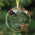 Holding Hands First Christmas Couple Gift, Personalized Circle Glass Ornament GX08 - 19Gifts