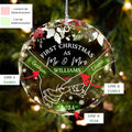 Holding Hands First Christmas Couple Gift, Personalized Circle Glass Ornament GX08 - 19Gifts