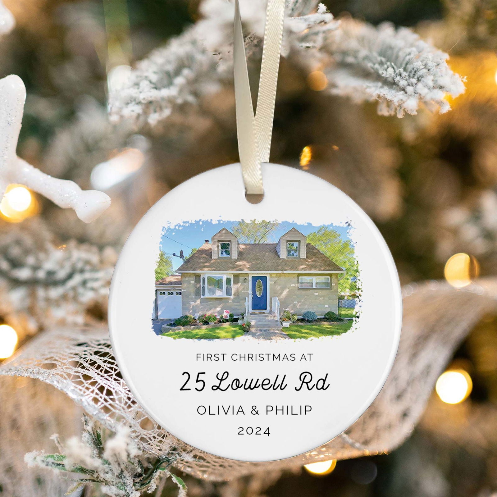Home Tree Decoration New Home Ornament, Watercolor Photo Ornament CX06-10 - 19Gifts