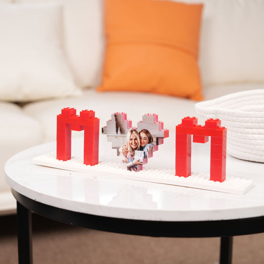 Personalized Heart-Shaped Photo Puzzle Decoration, MOM Puzzle Ornament, Custom Photo Building Blocks, Mother's Day Gift, Gifts for Mom, Gifts for Her BY01