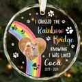 I Crossed The Rainbow Bridge Dog Photo - Personalized Circle Glass Ornament GX04 Style 11 - 19Gifts