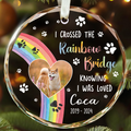 I Crossed The Rainbow Bridge Dog Photo - Personalized Circle Glass Ornament GX04 Style 11 - 19Gifts