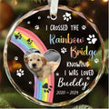 I Crossed The Rainbow Bridge Dog Photo - Personalized Circle Glass Ornament GX04 Style 11 - 19Gifts
