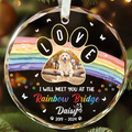 I Crossed The Rainbow Bridge Memorial Pet - Personalized Circle Glass Ornament	GX04 Style 14 - 19Gifts