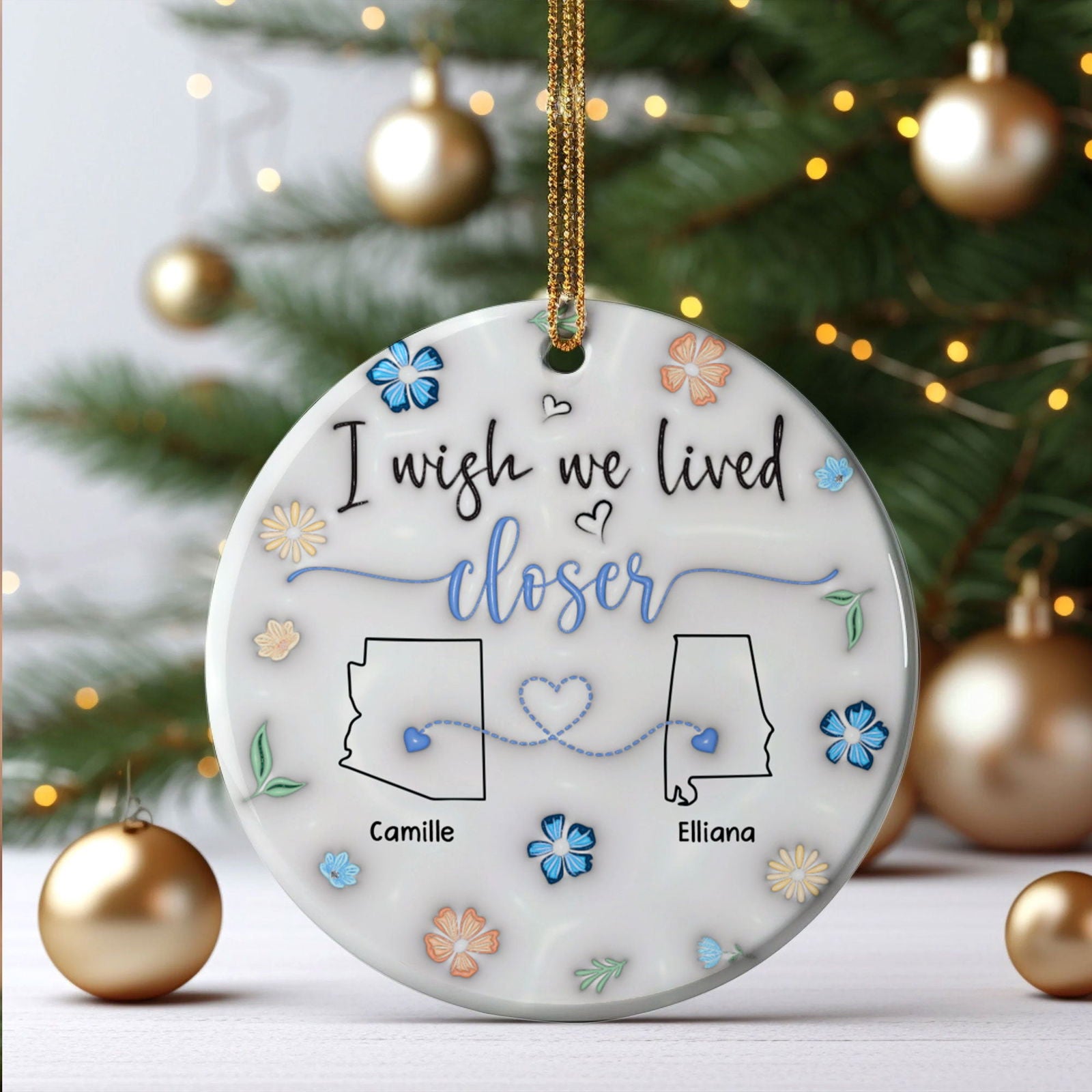 I Wish We Lived Closer - Personalized Custom  Ceramic Ornament CX05-60 - 19Gifts