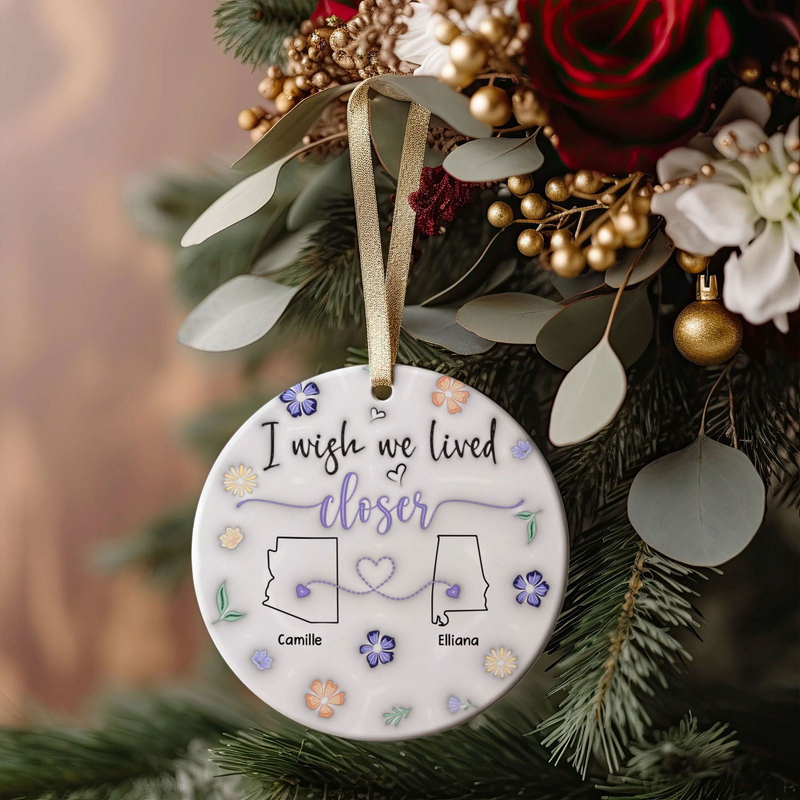 I Wish We Lived Closer - Personalized Custom  Ceramic Ornament CX05-60 - 19Gifts