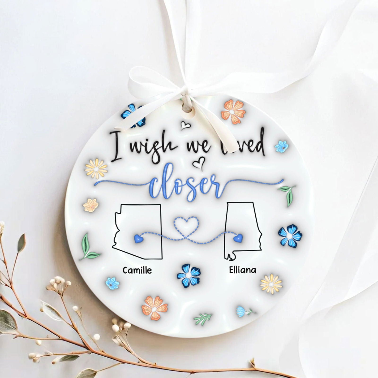 I Wish We Lived Closer - Personalized Custom  Ceramic Ornament CX05-60 - 19Gifts
