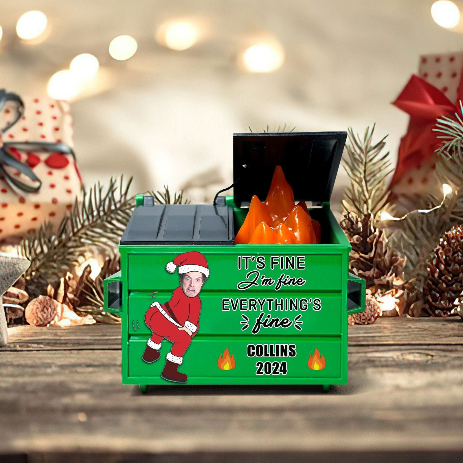 Its Fine Im Fine Everything's Fine, Funny Dumpster Fire Christmas Ornaments 2024 DP05 - 19Gifts