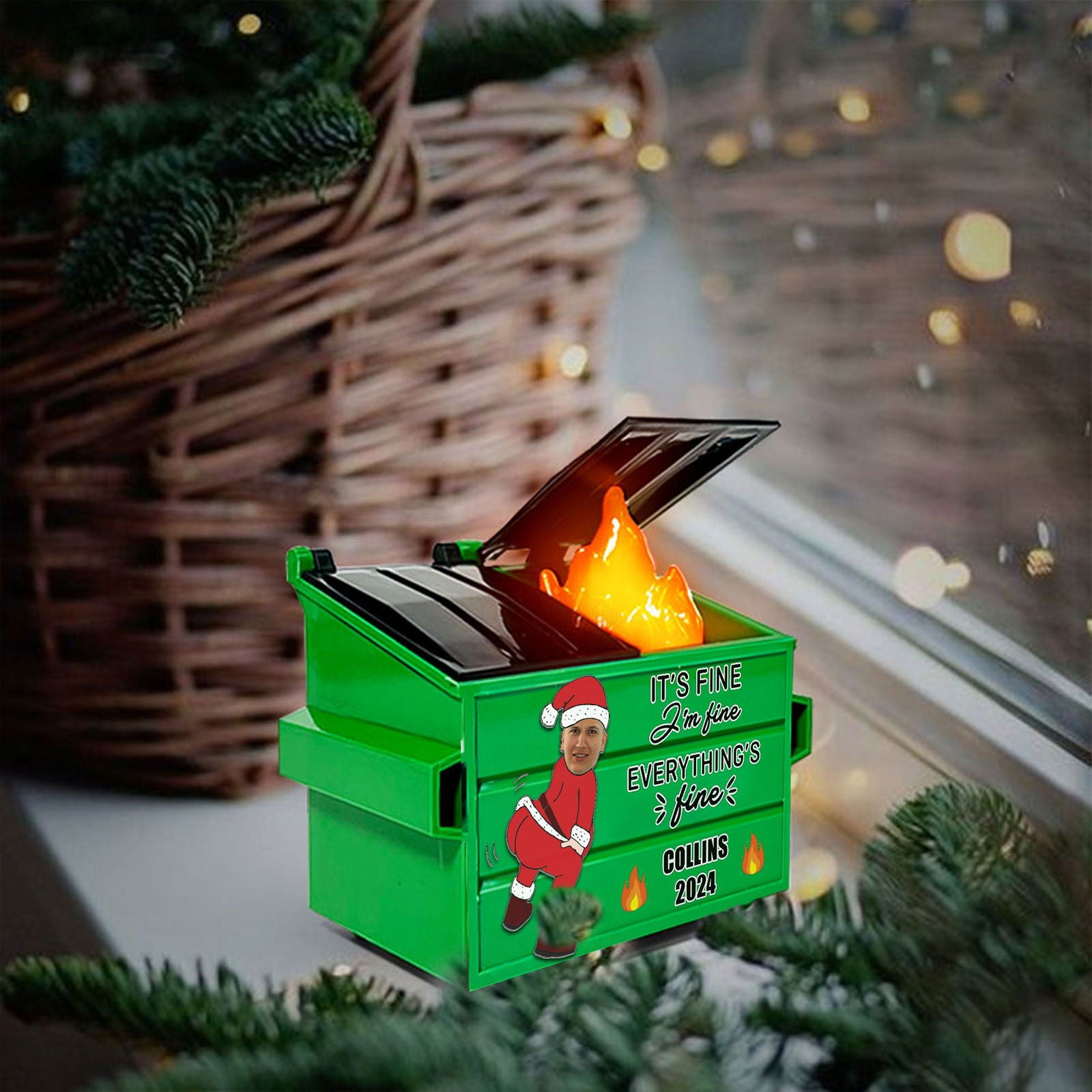 Its Fine Im Fine Everything's Fine, Funny Dumpster Fire Christmas Ornaments 2024 DP05 - 19Gifts