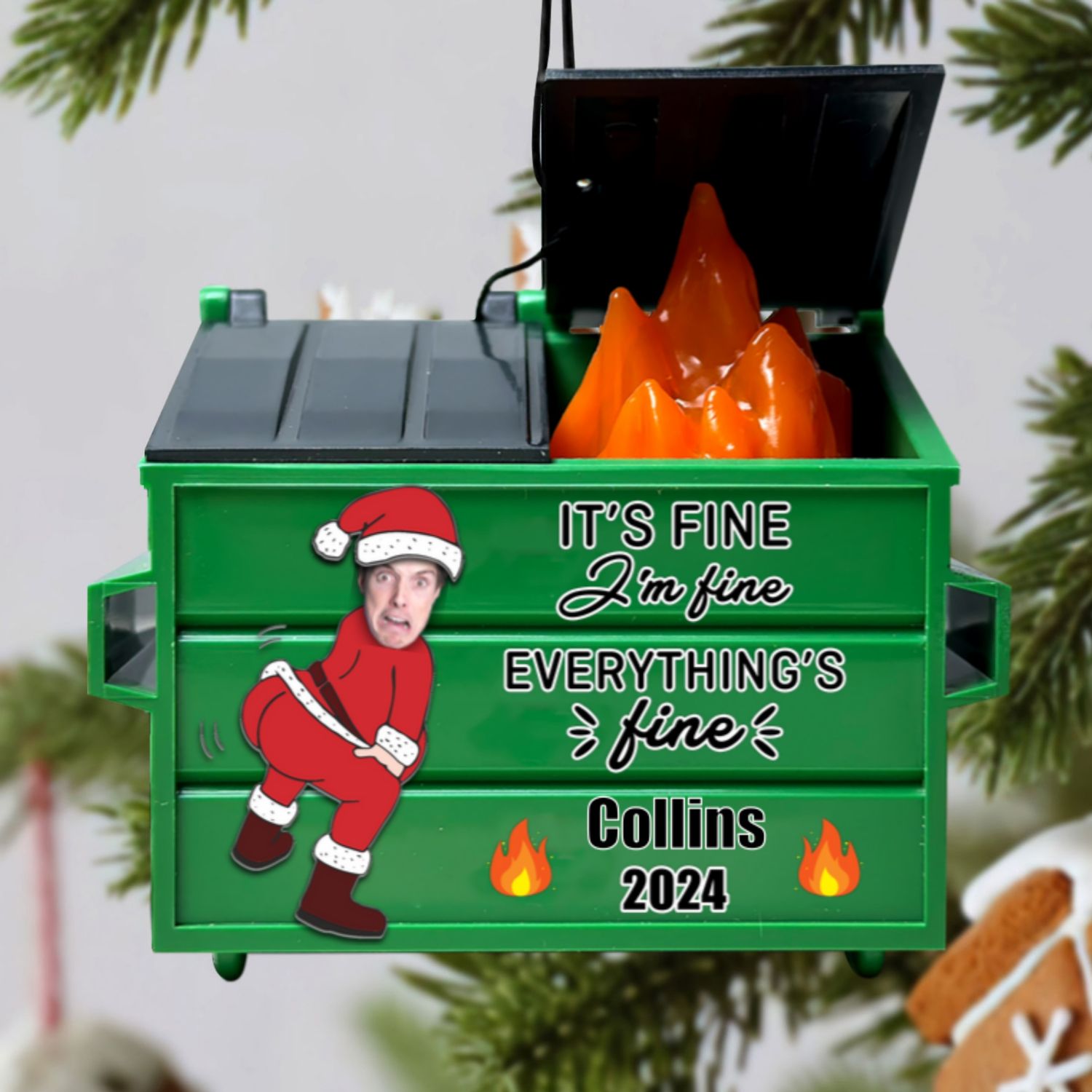 Its Fine Im Fine Everything's Fine, Funny Dumpster Fire Christmas Ornaments 2024 DP05 - 19Gifts