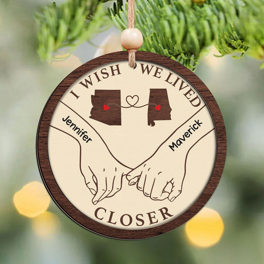 Long Distance Couple Ornament, Personalized 2-Layered Wooden Ornament, Togetherness Christmas Gift, CF713 - 19Gifts