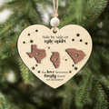 Long Distance Family Heart Shape Ornament, Personalized 2-Layered Wooden Ornament, Togetherness Christmas Gift, CF333-H - 19Gifts
