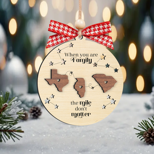 Long Distance Family Ornament, Personalized 2-Layered Wooden Ornament, Togetherness Christmas Gift, CF333 - 19Gifts