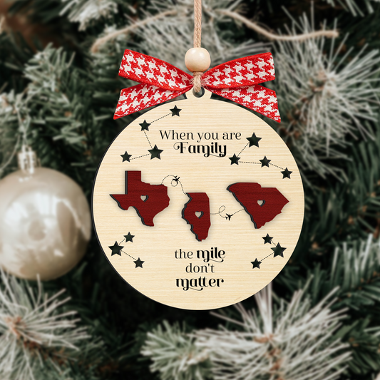 Long Distance Family Ornament, Personalized 2-Layered Wooden Ornament, Togetherness Christmas Gift, CF333 - 19Gifts