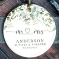 Married Ceramic Ornament 2024 Gift, Newlywed Gift, Mr & Mrs Christmas Ornament, Personalized Mr Mrs Wedding Ornament CX05-40 - 19Gifts