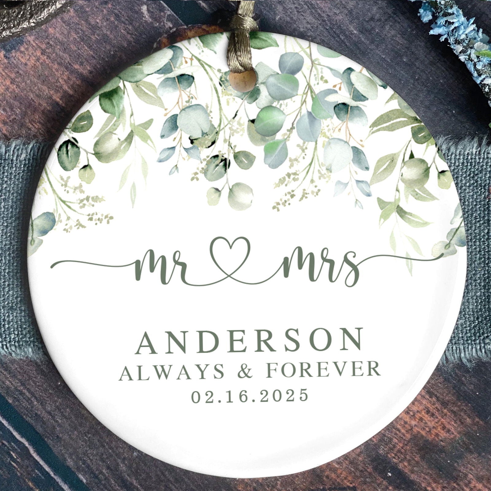 Married Ceramic Ornament 2024 Gift, Newlywed Gift, Mr & Mrs Christmas Ornament, Personalized Mr Mrs Wedding Ornament CX05-40 - 19Gifts