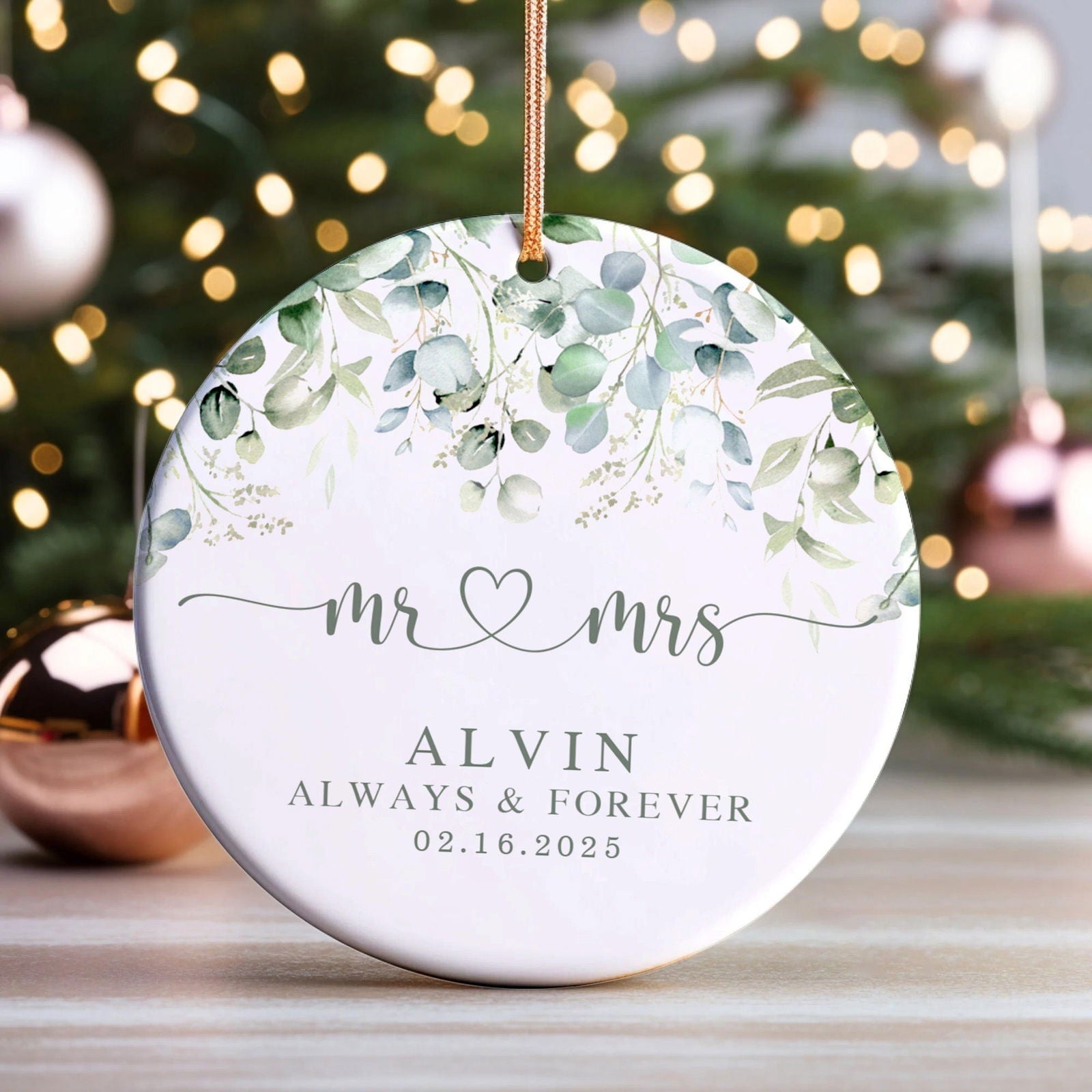 Married Ceramic Ornament 2024 Gift, Newlywed Gift, Mr & Mrs Christmas Ornament, Personalized Mr Mrs Wedding Ornament CX05-40 - 19Gifts
