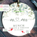 Married Ceramic Ornament 2024 Gift, Newlywed Gift, Mr & Mrs Christmas Ornament, Personalized Mr Mrs Wedding Ornament CX05-40 - 19Gifts