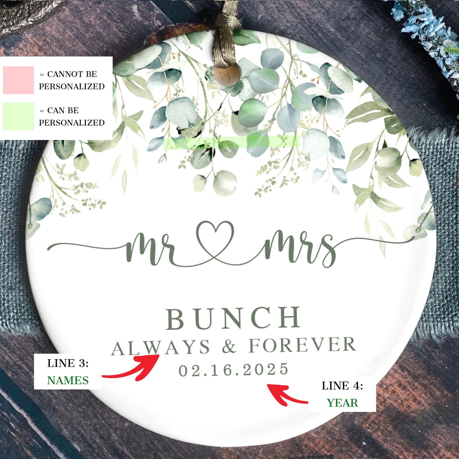 Married Ceramic Ornament 2024 Gift, Newlywed Gift, Mr & Mrs Christmas Ornament, Personalized Mr Mrs Wedding Ornament CX05-40 - 19Gifts