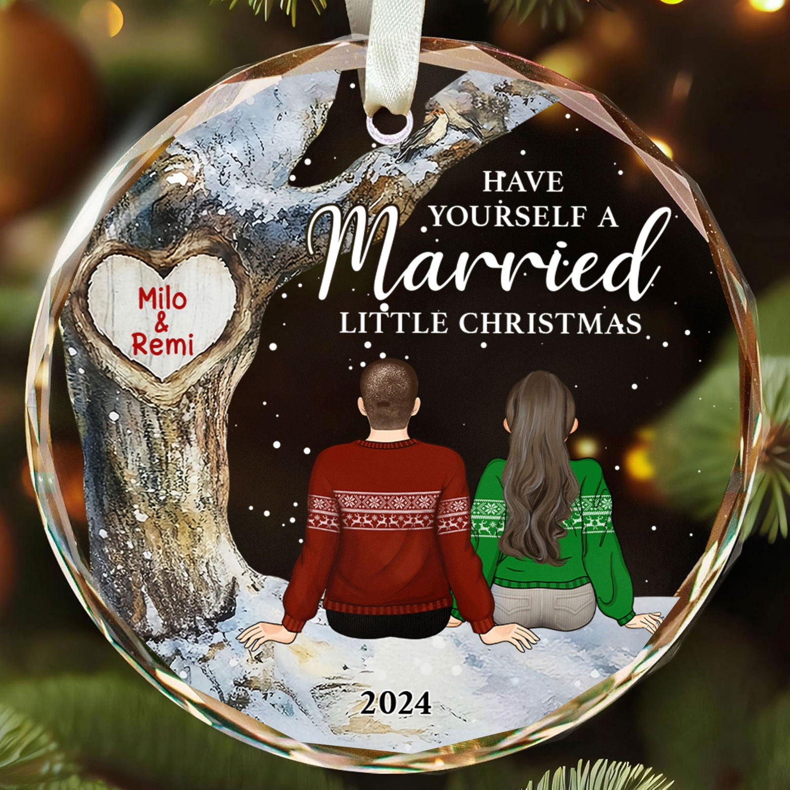 Married Couple Ornament, Christmas Glass Ornament, Gift for Couple, GX05-21 - 19Gifts