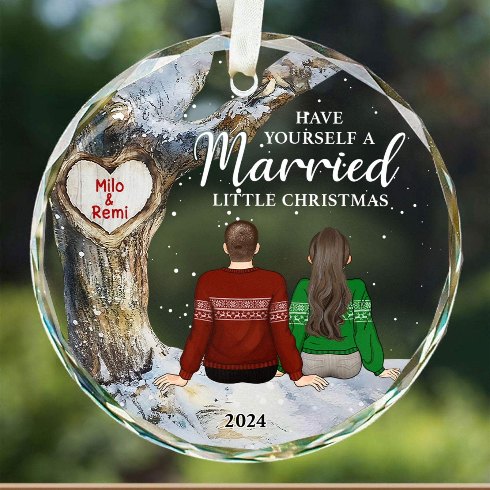 Married Couple Ornament, Christmas Glass Ornament, Gift for Couple, GX05-21 - 19Gifts