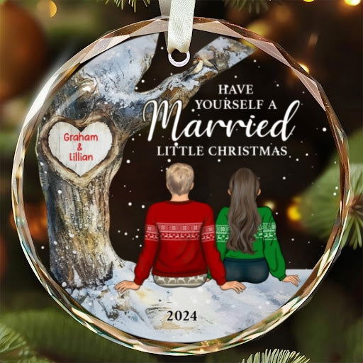 Married Couple Ornament, Christmas Glass Ornament, Gift for Couple, GX05-21 - 19Gifts