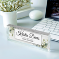 Name Plate Acrylic For Desk, Personalized Acrylic Floral Desk Name Plate TD81-13 - 19Gifts