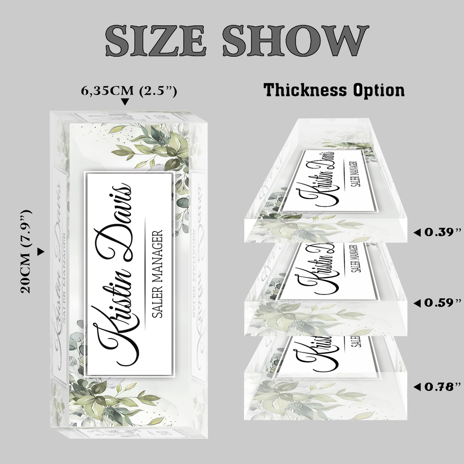 Name Plate Acrylic For Desk, Personalized Acrylic Floral Desk Name Plate TD81-13 - 19Gifts