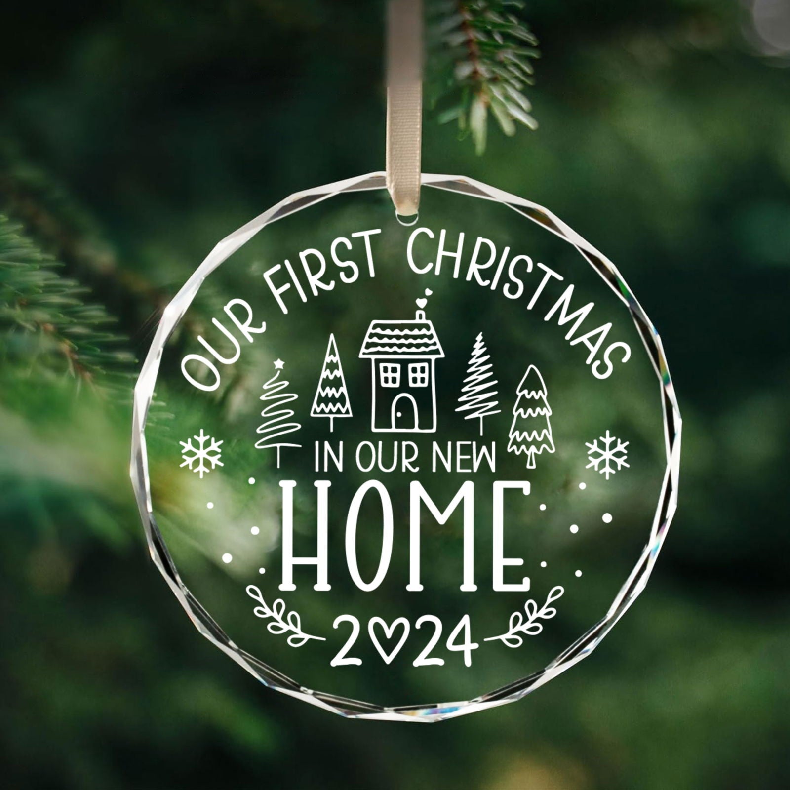 New Home Personalised Frosted Christmas Ornament, New Home Gift, Christmas In New Home GX03-6 - 19Gifts