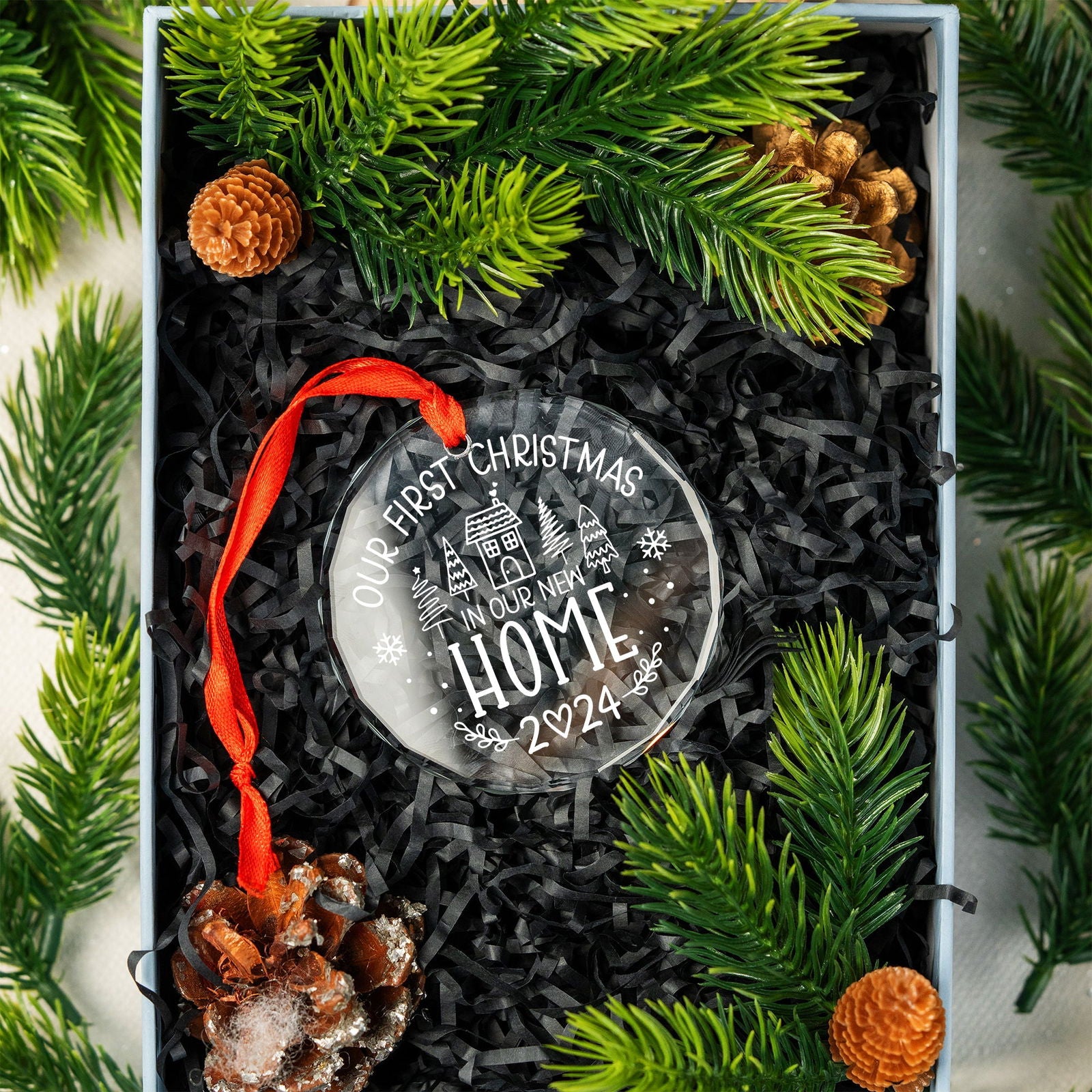 New Home Personalised Frosted Christmas Ornament, New Home Gift, Christmas In New Home GX03-6 - 19Gifts