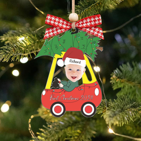 Newborn Baby Car - Personalized Photo Acrylic Ornament, 2024 Baby Christmas Ornament CF281 - 19Gifts