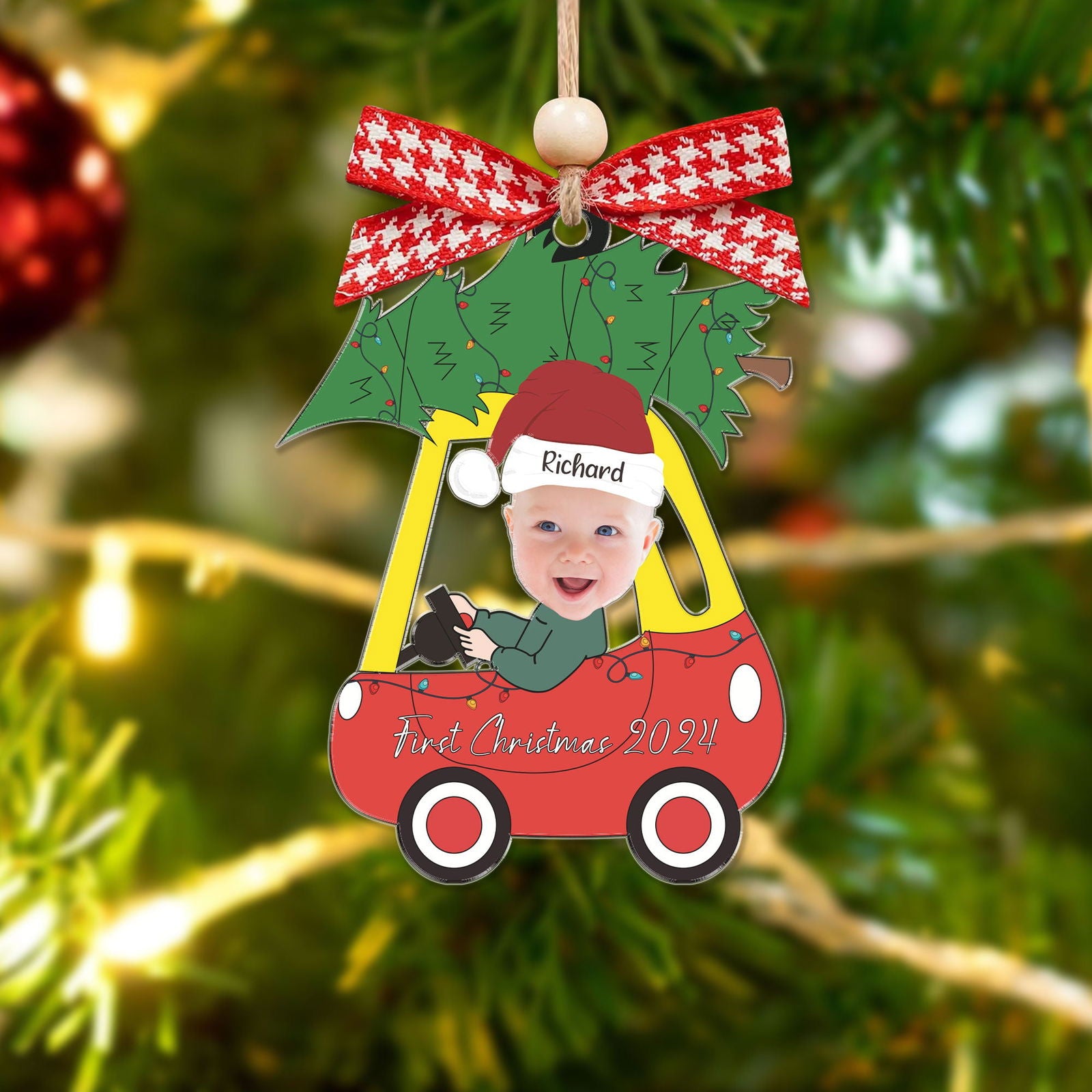 Newborn Baby Car - Personalized Photo Acrylic Ornament, 2024 Baby Christmas Ornament CF281 - 19Gifts