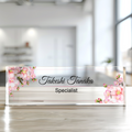 Office Name Plate for Desk, Acrylic Floral Desk Name Plate TD81-1 - 19Gifts