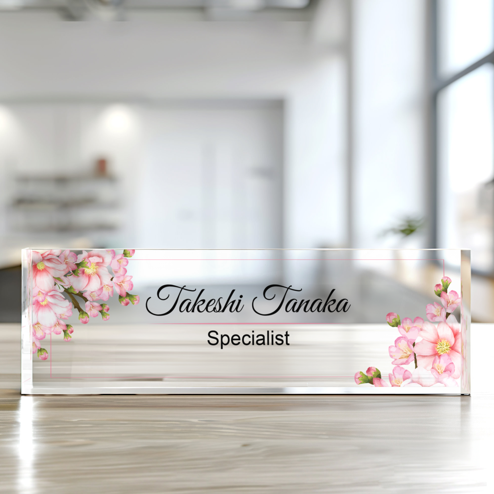 Office Name Plate for Desk, Acrylic Floral Desk Name Plate TD81-1 - 19Gifts