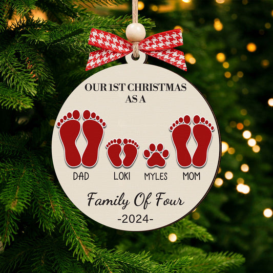Our First Christmas As A Family Ornament, Custom 2-Layered Wooden Ornament OW02 - 19Gifts