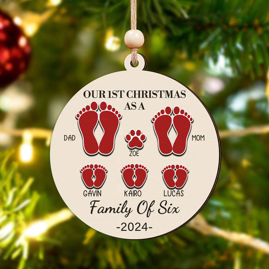 Our First Christmas As A Family Ornament, Personalized 2-Layered Wooden Ornament CF291 - 19Gifts