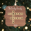 Personalized 2-Layer Wooden Crossword Puzzle Ornament, Family Christmas Ornament CF558 - 19Gifts